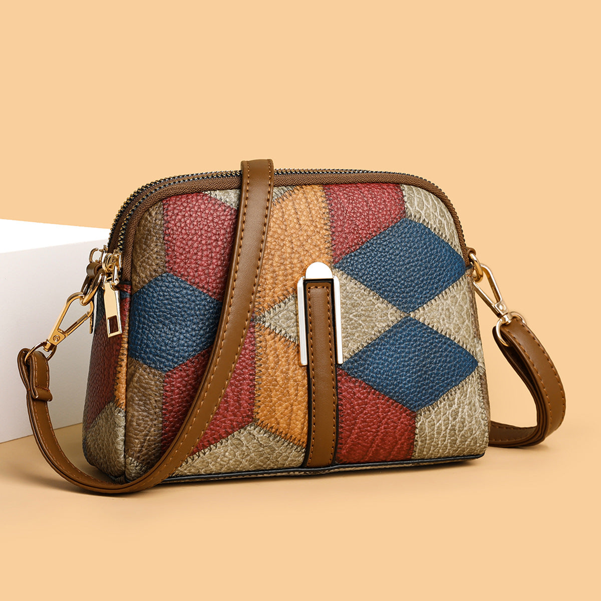 All-Matching National Style Fashion Double-Zipper Cross-Body Bags