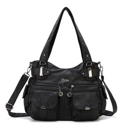 Fashion Ladies Soft Leather Portable Messenger Bag Crossbody Bags for Women Zipper Pocket Soft Casual Tote