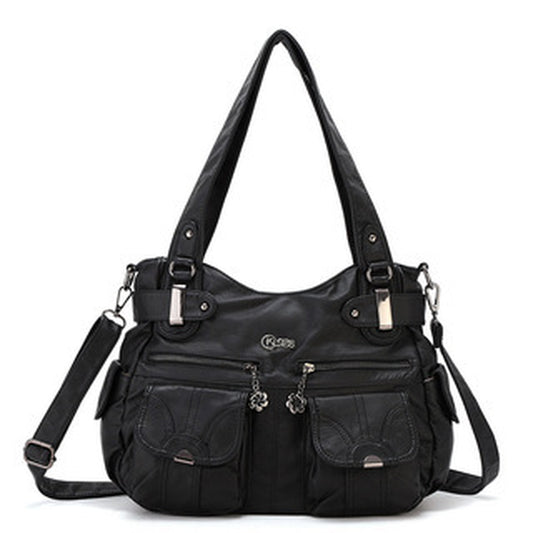 Fashion Ladies Soft Leather Portable Messenger Bag Crossbody Bags for Women Zipper Pocket Soft Casual Tote