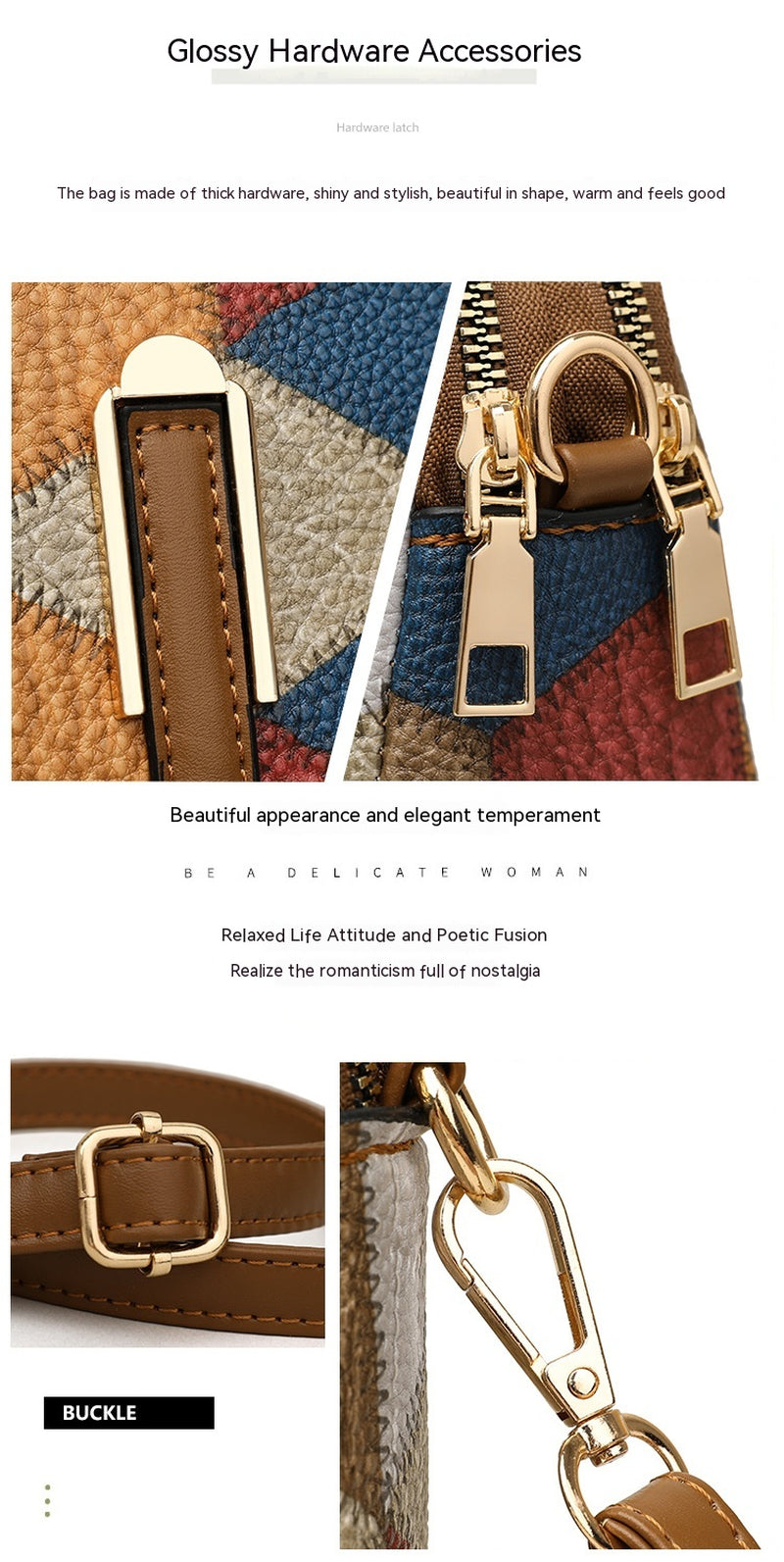 All-Matching National Style Fashion Double-Zipper Cross-Body Bags