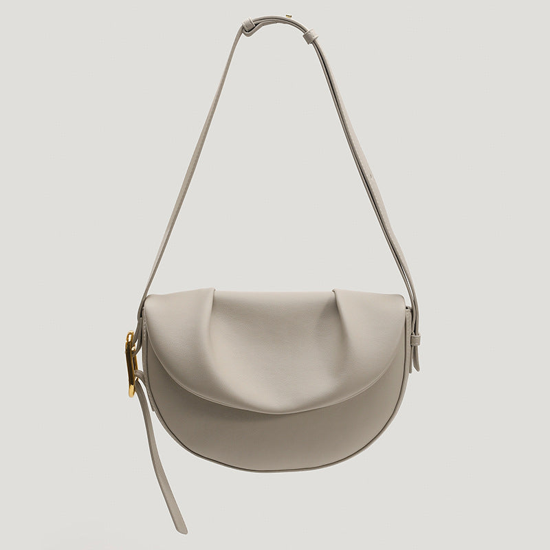 Women'S Cowhide Pleated Underarm Saddle Bag