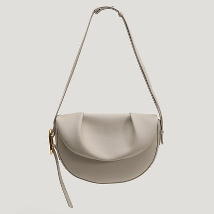 Women'S Cowhide Pleated Underarm Saddle Bag