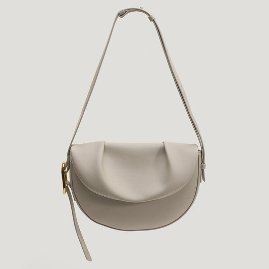Women'S Cowhide Pleated Underarm Saddle Bag