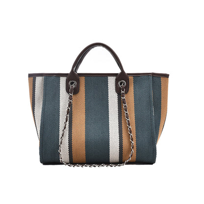 Women'S Striped Texture Portable Chain Hit Color Bag