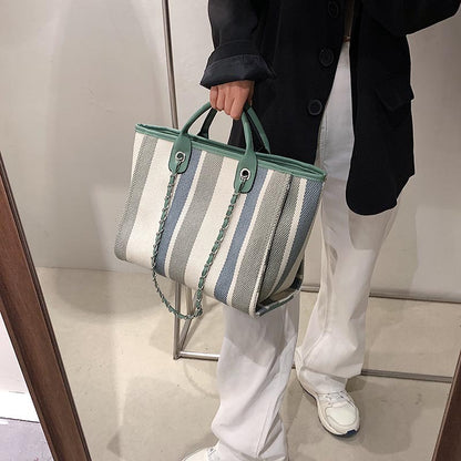 Women'S Striped Texture Portable Chain Hit Color Bag