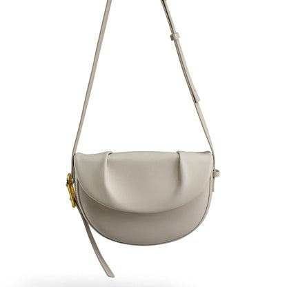 Women'S Cowhide Pleated Underarm Saddle Bag