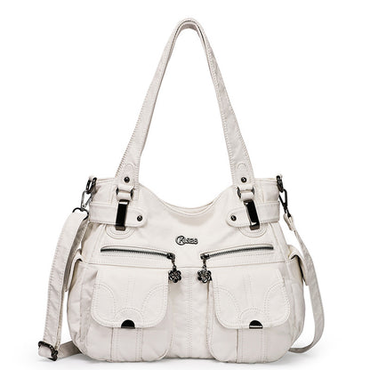 Fashion Ladies Soft Leather Portable Messenger Bag Crossbody Bags for Women Zipper Pocket Soft Casual Tote