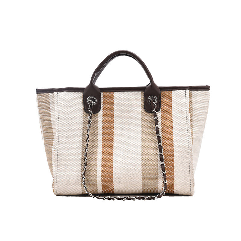 Women'S Striped Texture Portable Chain Hit Color Bag