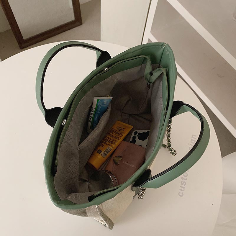 Women'S Striped Texture Portable Chain Hit Color Bag