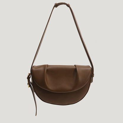 Women'S Cowhide Pleated Underarm Saddle Bag