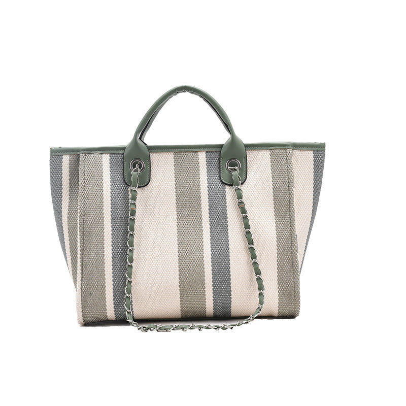Women'S Striped Texture Portable Chain Hit Color Bag