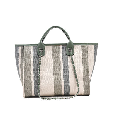 Women'S Striped Texture Portable Chain Hit Color Bag