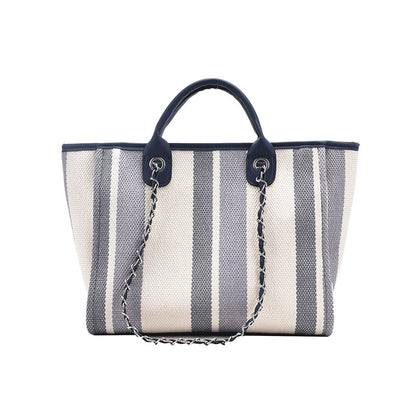 Women'S Striped Texture Portable Chain Hit Color Bag