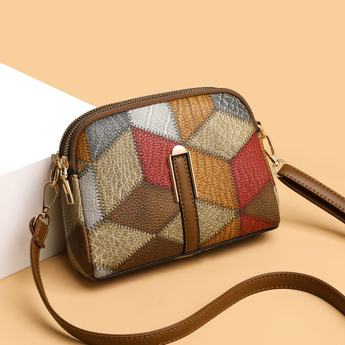 All-Matching National Style Fashion Double-Zipper Cross-Body Bags