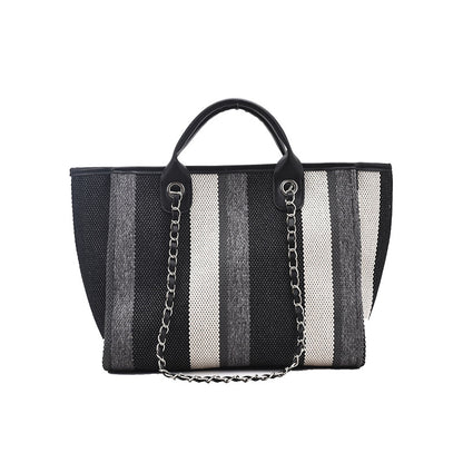 Women'S Striped Texture Portable Chain Hit Color Bag