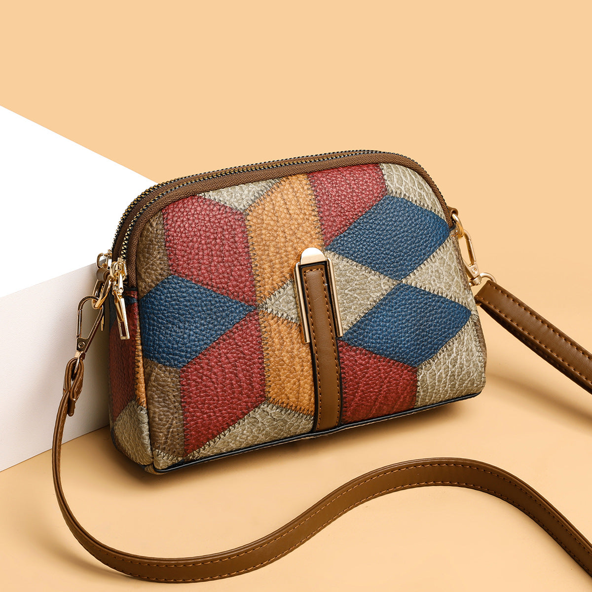 All-Matching National Style Fashion Double-Zipper Cross-Body Bags